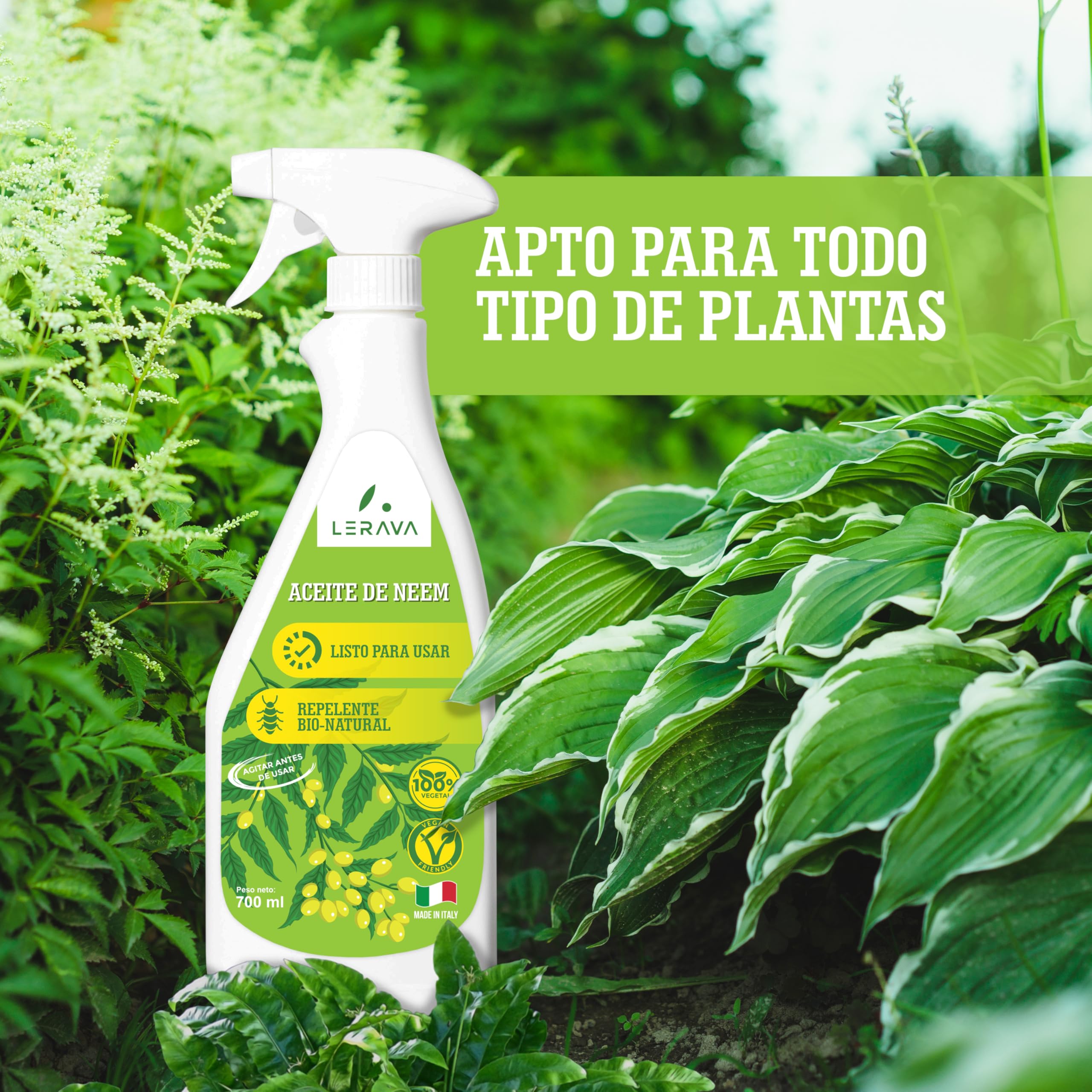 LERAVA Aceite de Neem (700 ml) - Repelente natural para plantas - Emulsionable en agua para hojas y suelo - Protección eficaz contra plagas y mejora del crecimiento saludable