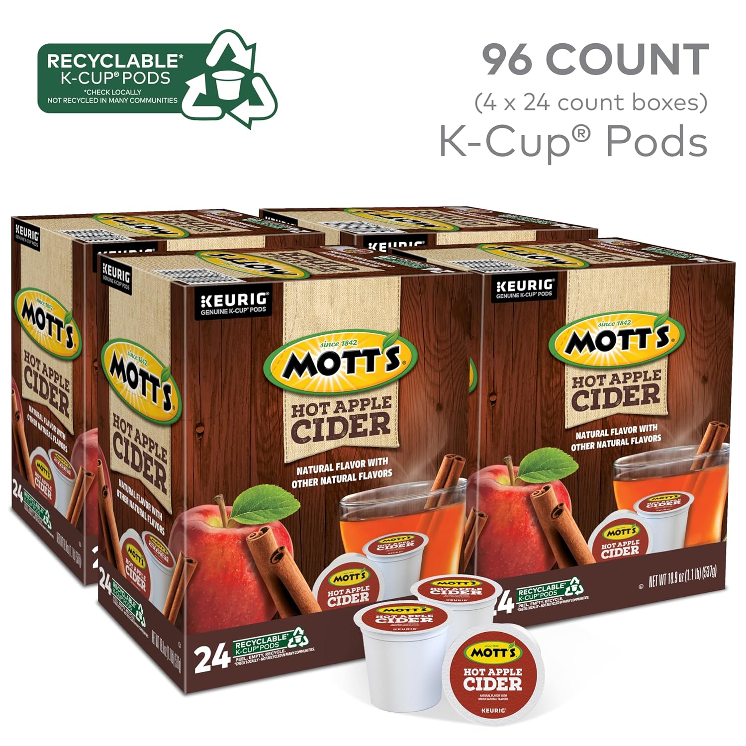 Keurig Mott's Apple Cider, Keurig Single-Serve K-Cup Pods, 96 Count