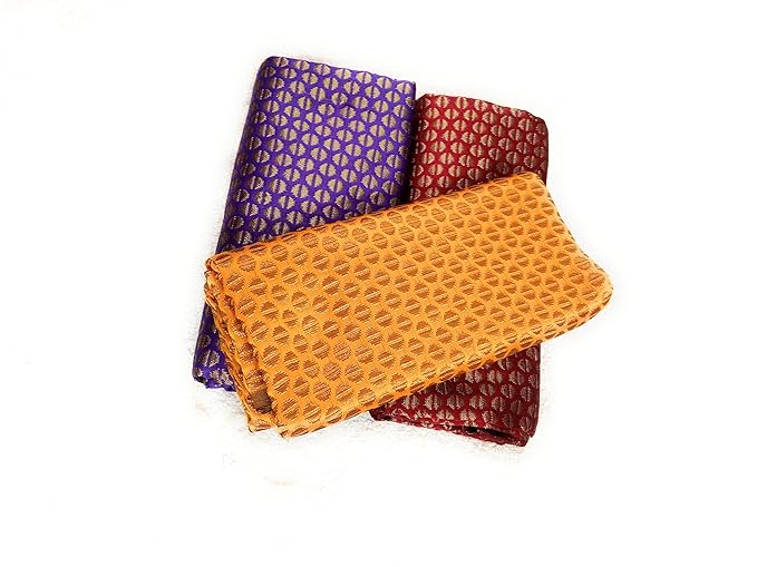 Silk-Cotton Blouse Piece Material for Women, Unstitched, Combo of 3 (1 meter each) - Navratri Special, Durga Puja Special, Oti Bharan, Ugadi Special -C116