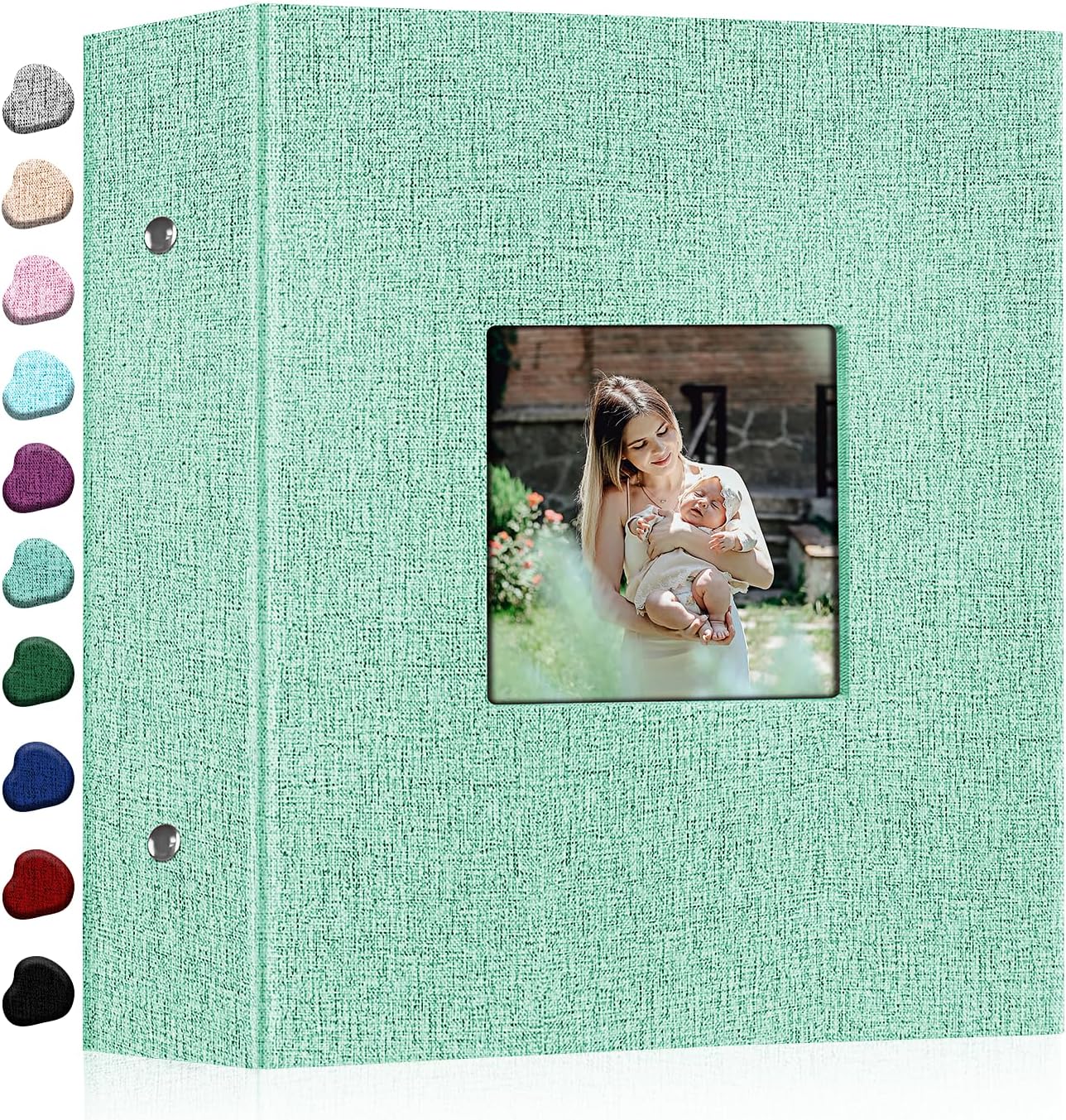 Ejblfe Photo Album 4x6,Linen Cover Slide-in Photo Album Book Can Holds 1000 4x6 Photos with 100 Black Sheets for Family,Wedding,Baby and Holiday Pictures (Turquoise)