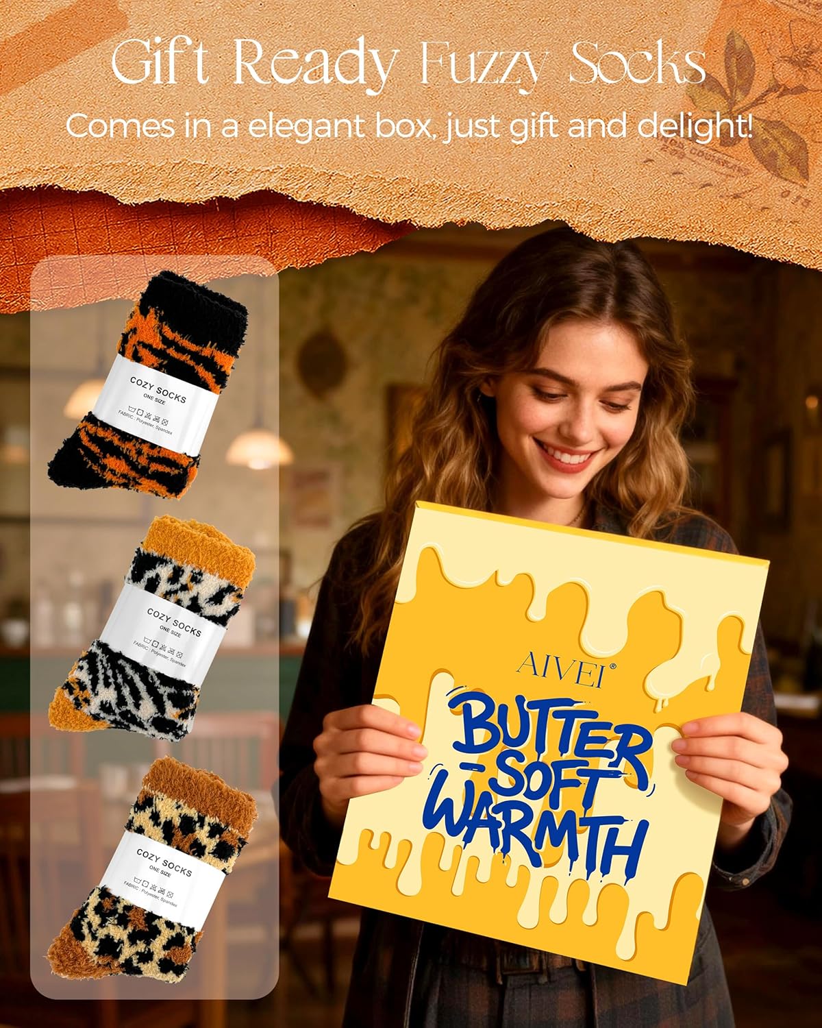 Valentines Galentines Day Gifts for Women Buttery Soft Fuzzy Socks, Cozy Comfy Warm Fluffy Cute Slipper Socks - Image 3