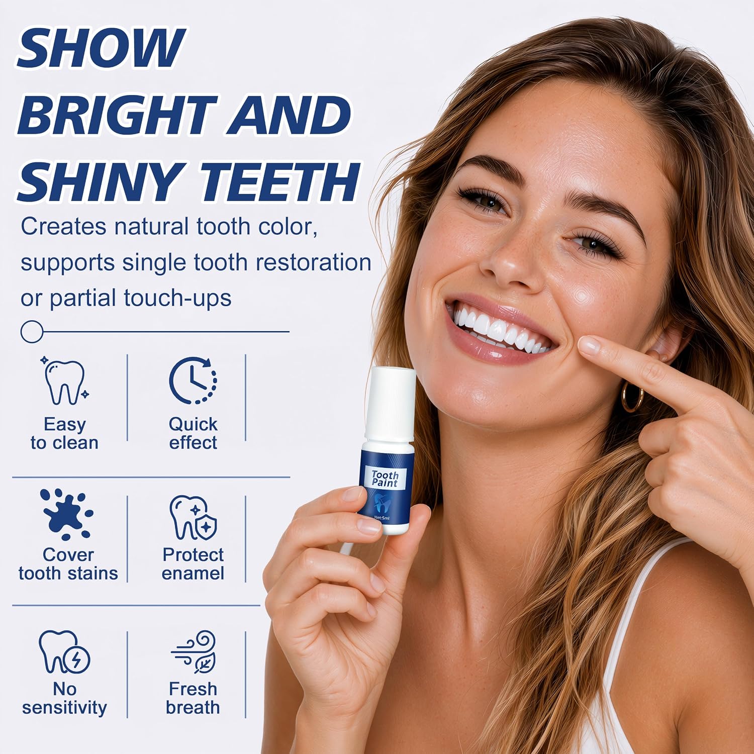 Tooth Paint White, Covers Stains with Natural Color, Gentle Enamel Care image 3