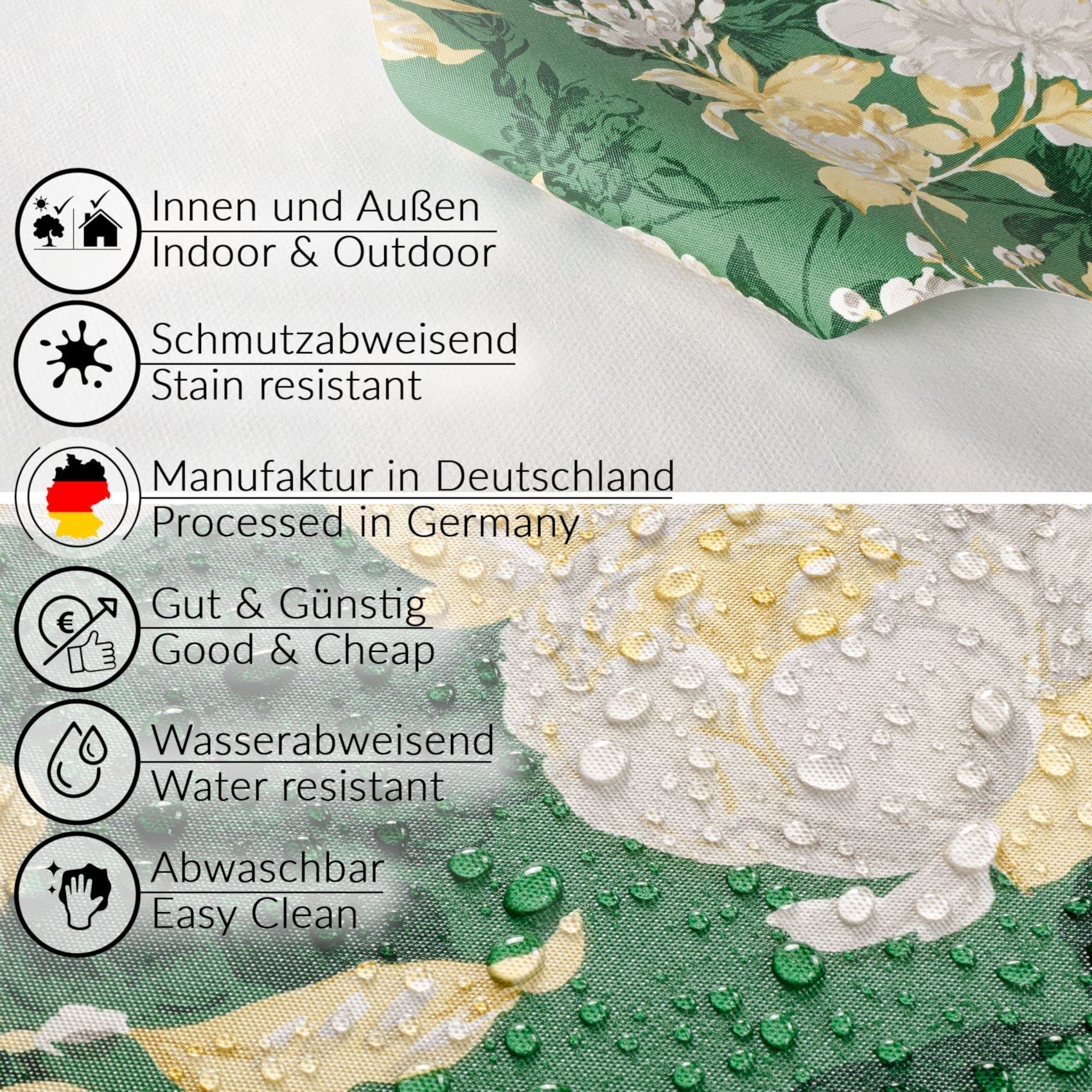 Wachstuchtischdecke 'Kräuter Grün Beige' | 140x220 Cm Oval, Abwaschbar & Wasserdicht | Für Küche & Garten