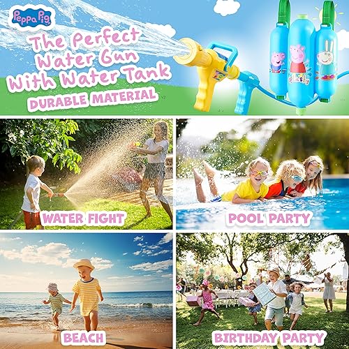 Miniatura 7 de Peppa Pig Mochila de pistola de agua para niñas y niños, juguetes de agua para niños, juegos al aire libre, actividades de verano, pistolas de agua,