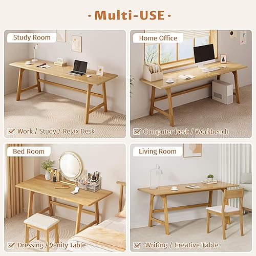 Miniatura 8 de IOTXY Mesa de escritura de madera maciza, 48 pulgadas de ancho x 24 pulgadas de profundidad, escritorio minimalista para computadora en casa,