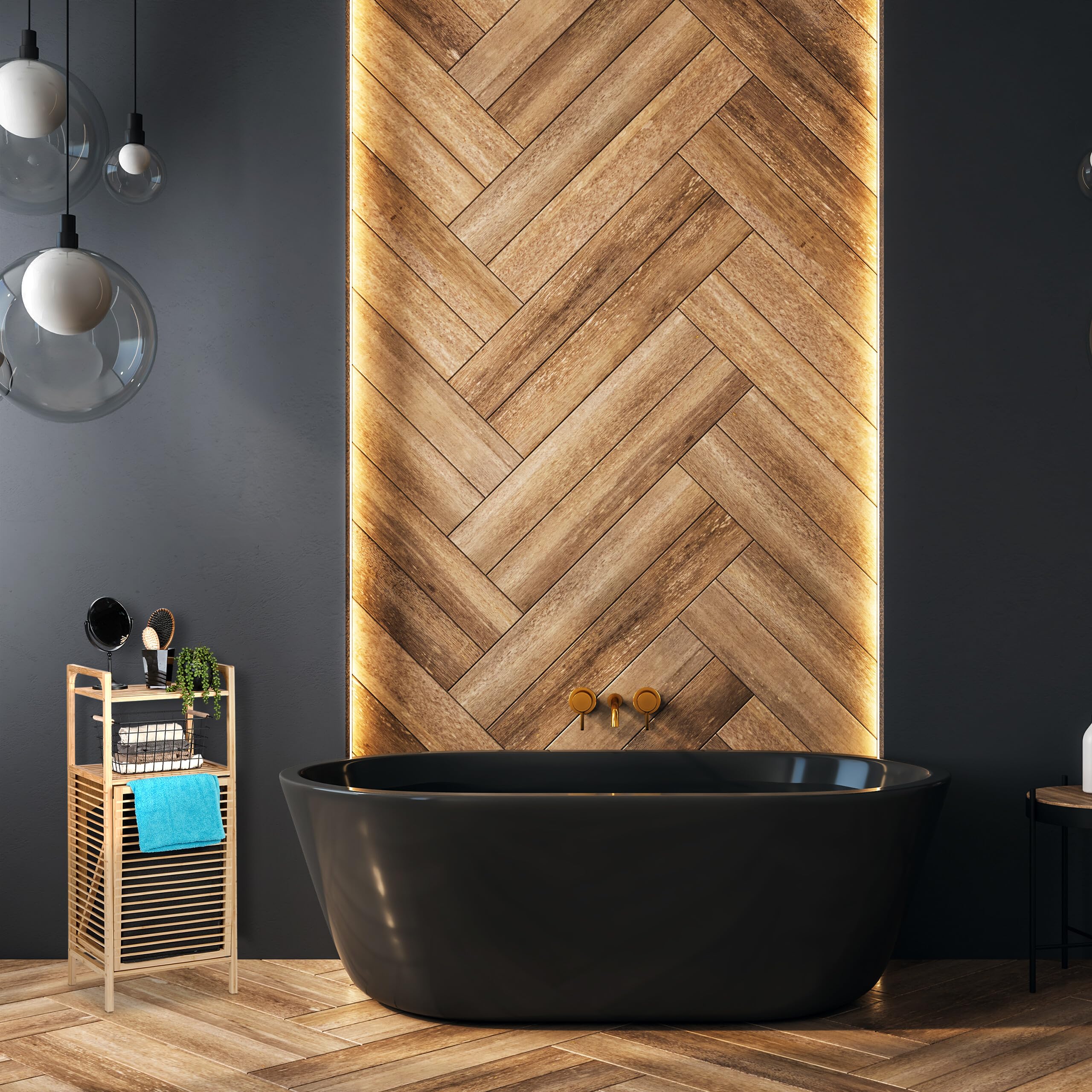 Relaxdays Scaffale Portabiancheria, Cesto Biancheria Estraibile, HLP: 95x40x30 cm, Mobile da Bagno, in bambù, Naturale
