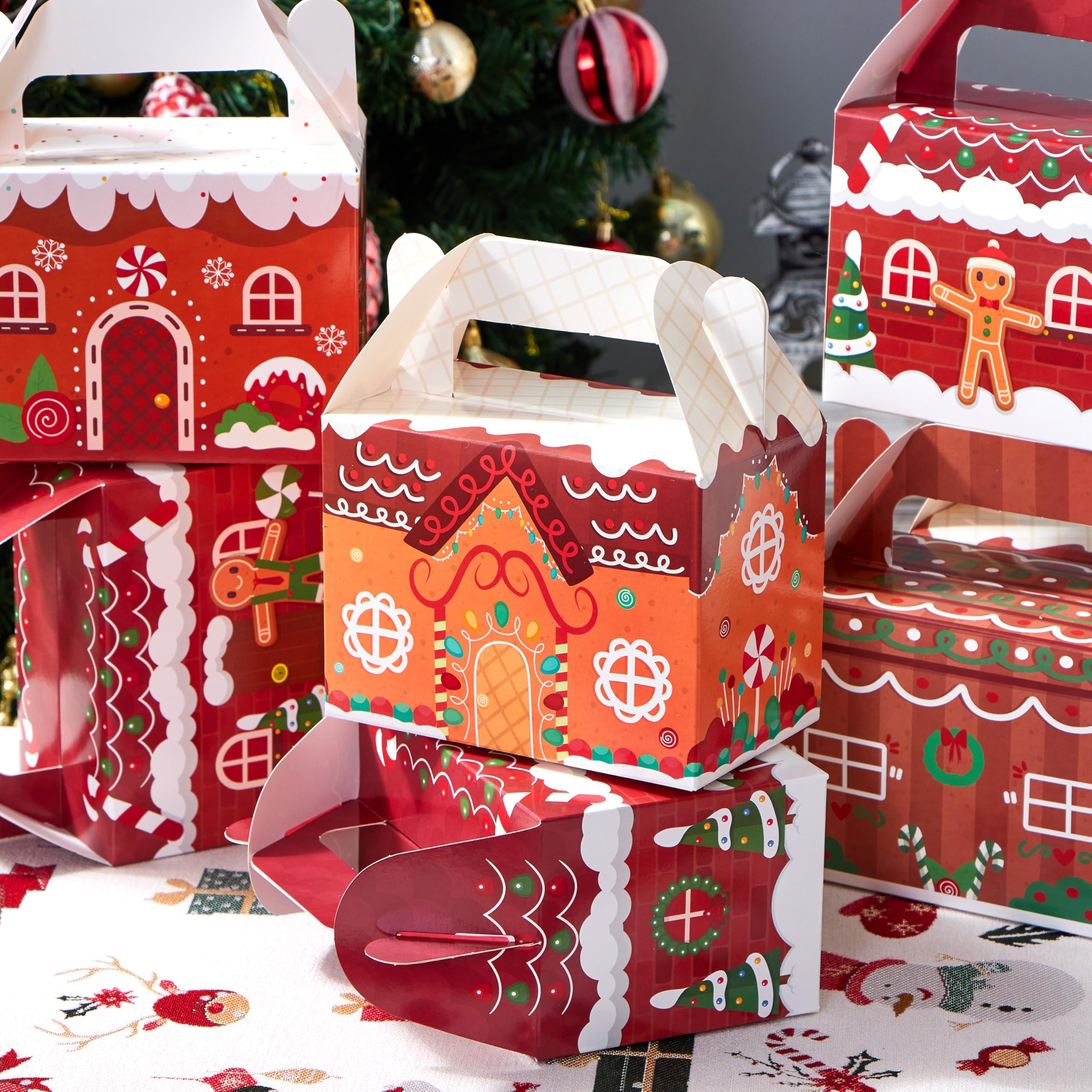 JOYIN 24 cajas de cartón para galletas navideñas 3D para regalos de Navidad, suministros de fiesta para la escuela, el aula