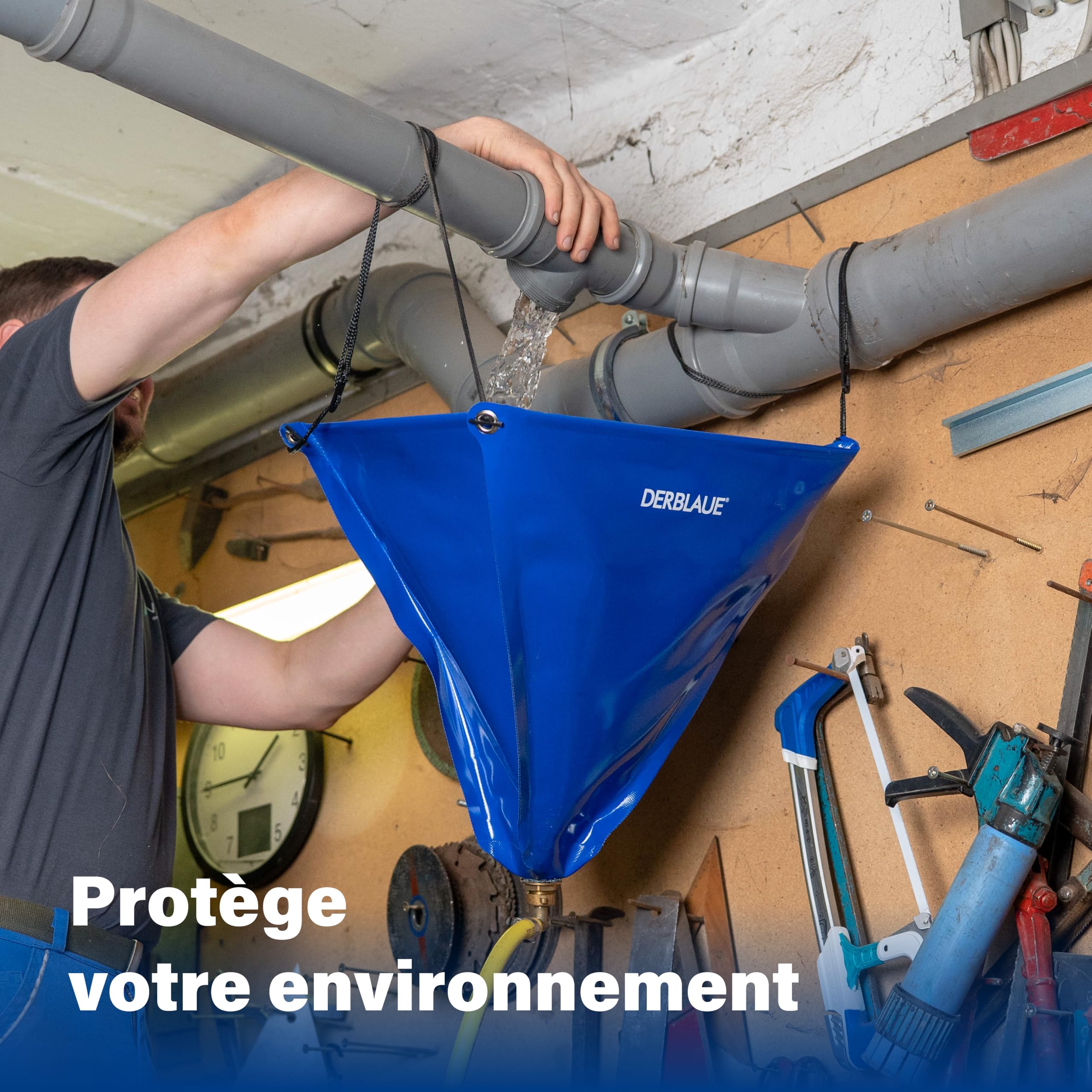DERBLAUE® Petit entonnoir 40 cm pour vidange d'huile - Accessoire de bac de récupération pour travailler avec H20 et HYD