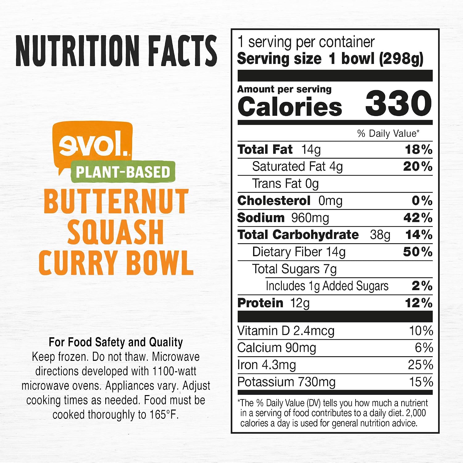 Evol Plant-based Butternut Squash Curry Bowl, 10.5 oz, (frozen)