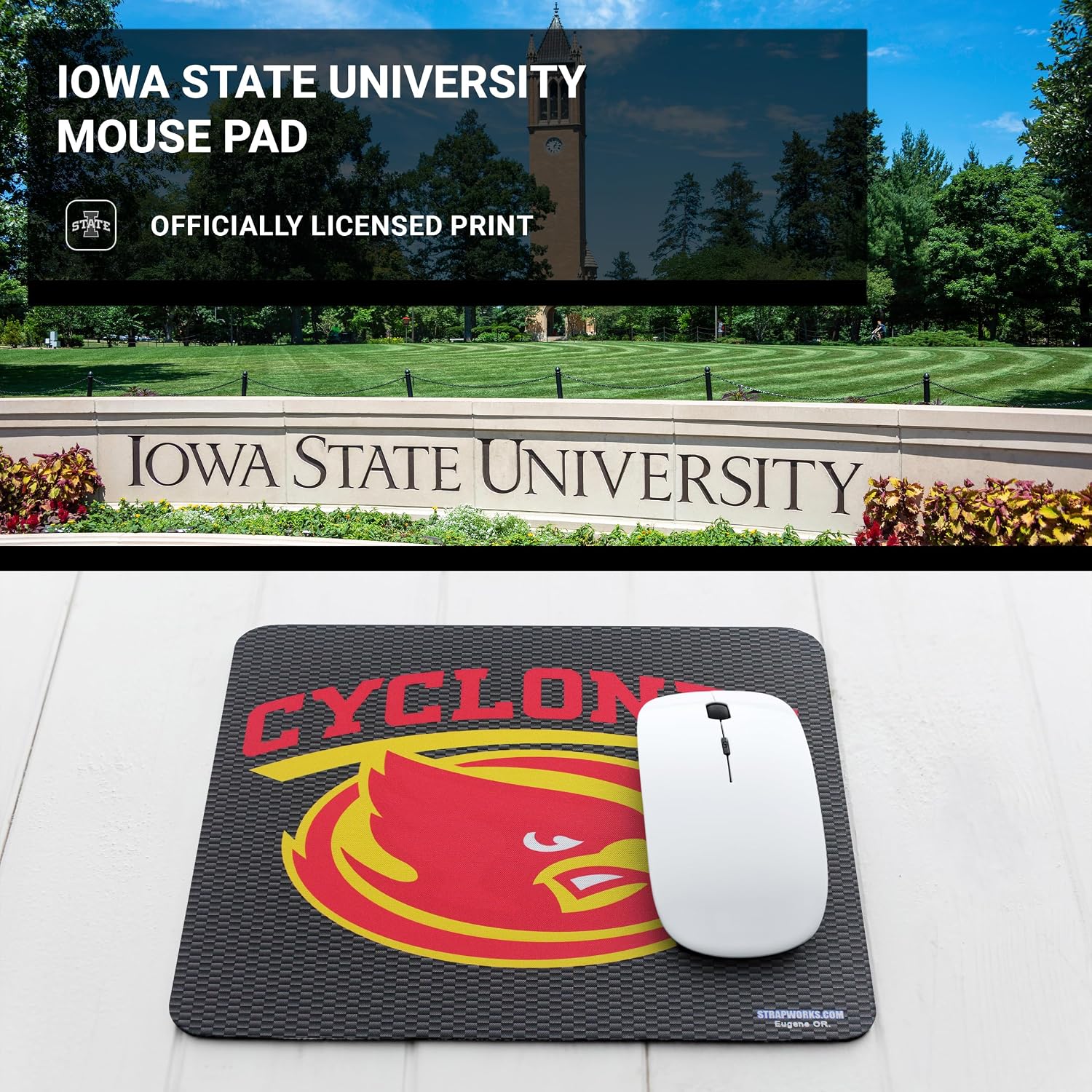 Iowa State University Mouse Pad, Cyclones Collegiate Team Gear, Carbon Cyclones