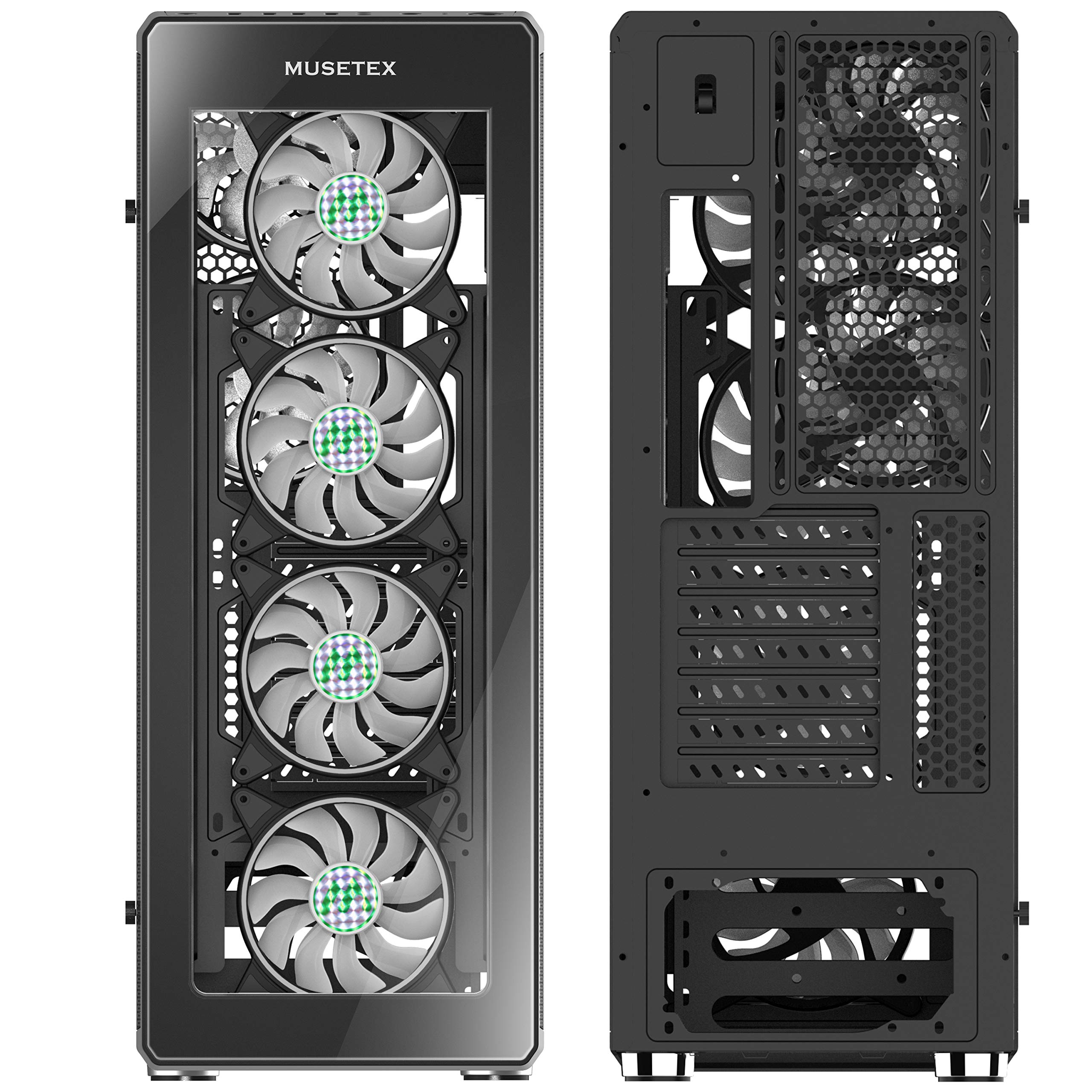 Snapklik.com : MUSETEX ATX Mid-Tower PC Gaming Case 2 USB3.0 & 6 ARGB ...