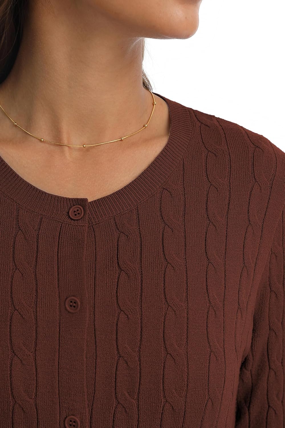 QUALFORT Womens Cable Knit Cardigan Sweaters Long Sleeve Lightweight Crewneck Button Up Sweater 2026 - Image 7