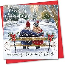 Christmas Card for Mum & Dad. Christmas Lake Design. Verse Inside. 150x150mm card size. Ecofriendly and Made in U.K.