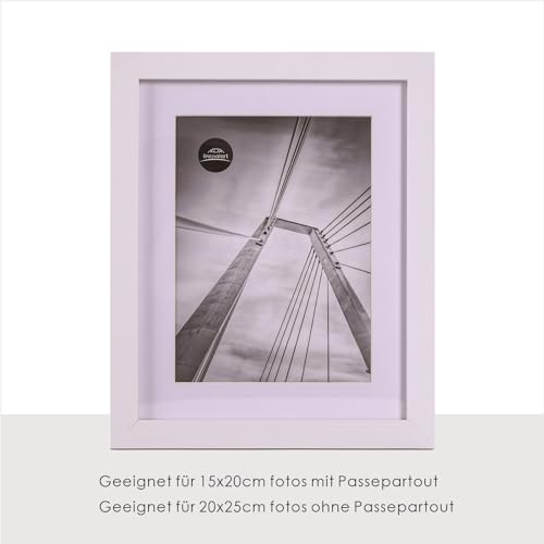lincoolart bilderrahmen 20x25 cm Holz weiße Fotorahmen,MDF Rahmen mit Acrylglas,für Bilder 15x20 mit passepartout oder 20x25 ohne passepartout 3er Set