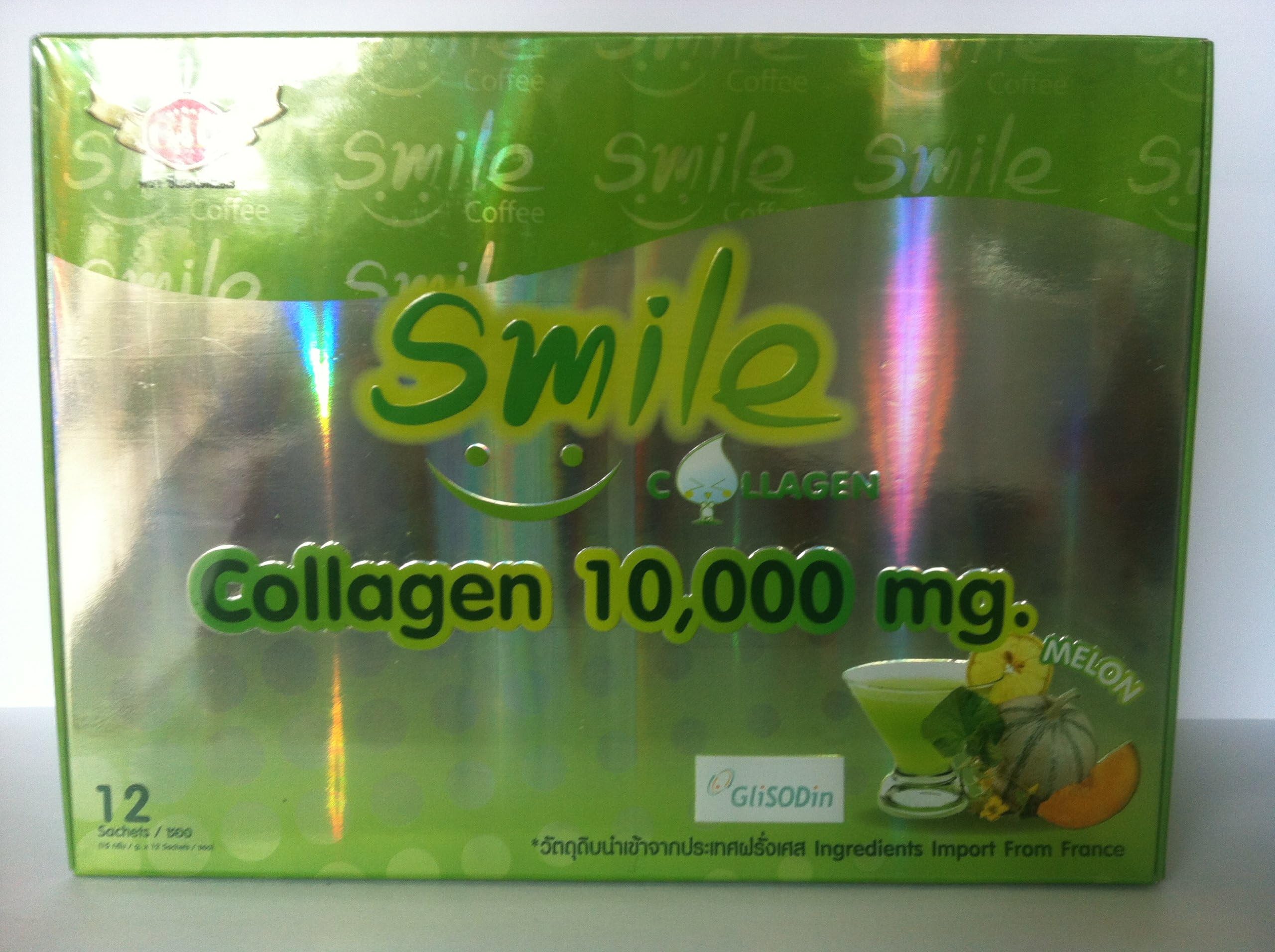 3 Pack Smile collagen 10,000 mg Reduce Wrinkles 12 Sachets Melon flavor