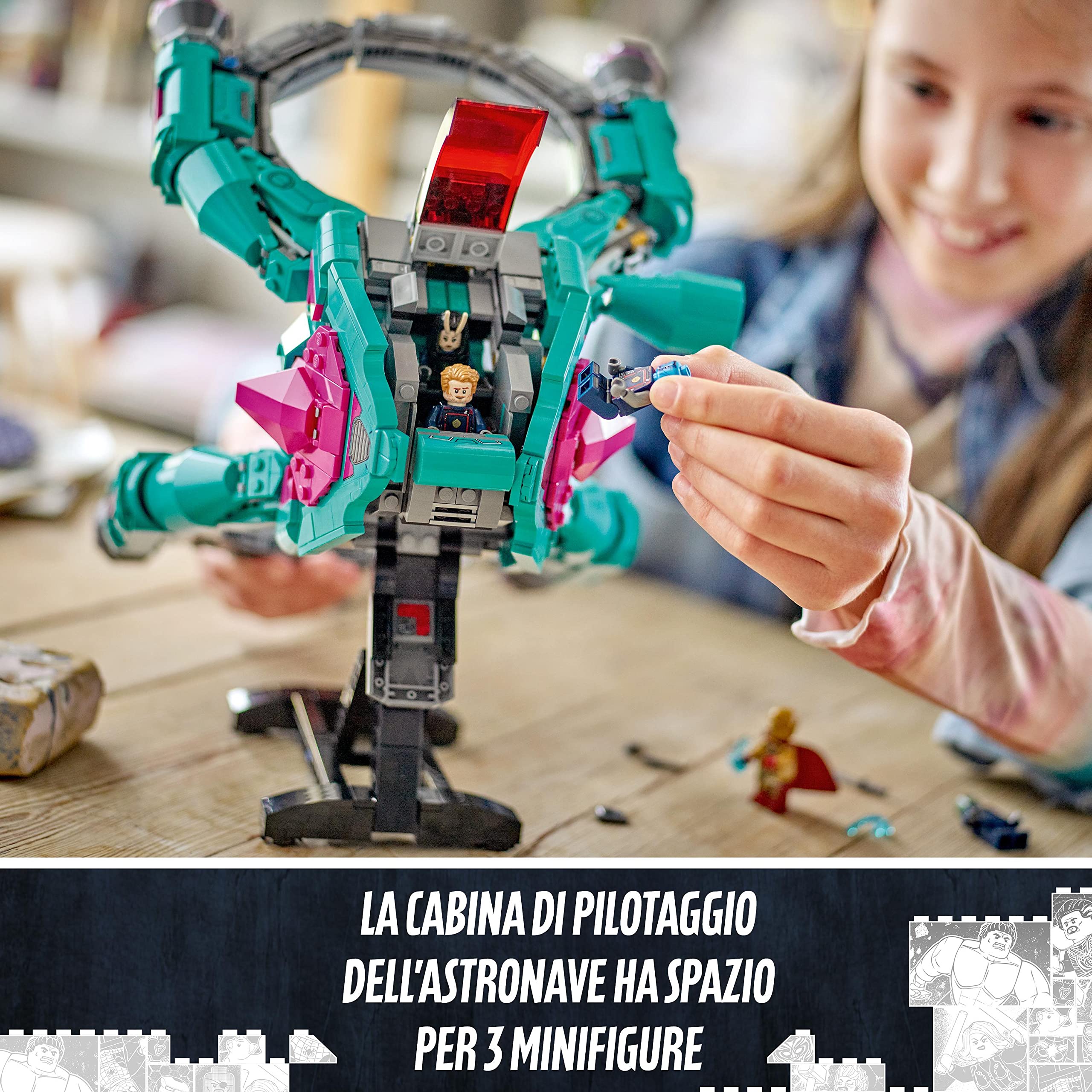 LEGO 76255 Marvel L’Astronave dei Nuovi Guardiani, Giocattolo da Costruire dei Guardiani della Galassia Volume 3 con Minifigure di Mantis, Drax e Star-Lord