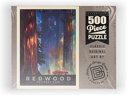 Miniatura 9 de MyPuzzle Redwood National Park Among The Giants, póster vintage, rompecabezas prémium de 500 piezas para adultos