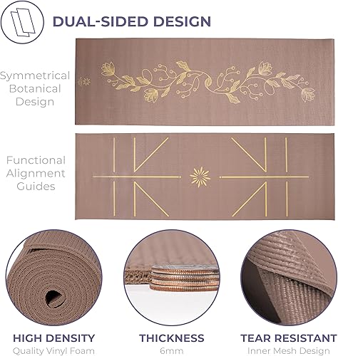 Miniatura 6 de Ascend - Tapete de yoga prémium de 0.236 in de grosor, 72 x 24 pulgadas, estampado sólido o reversible, antideslizante, resistente a desgarros,