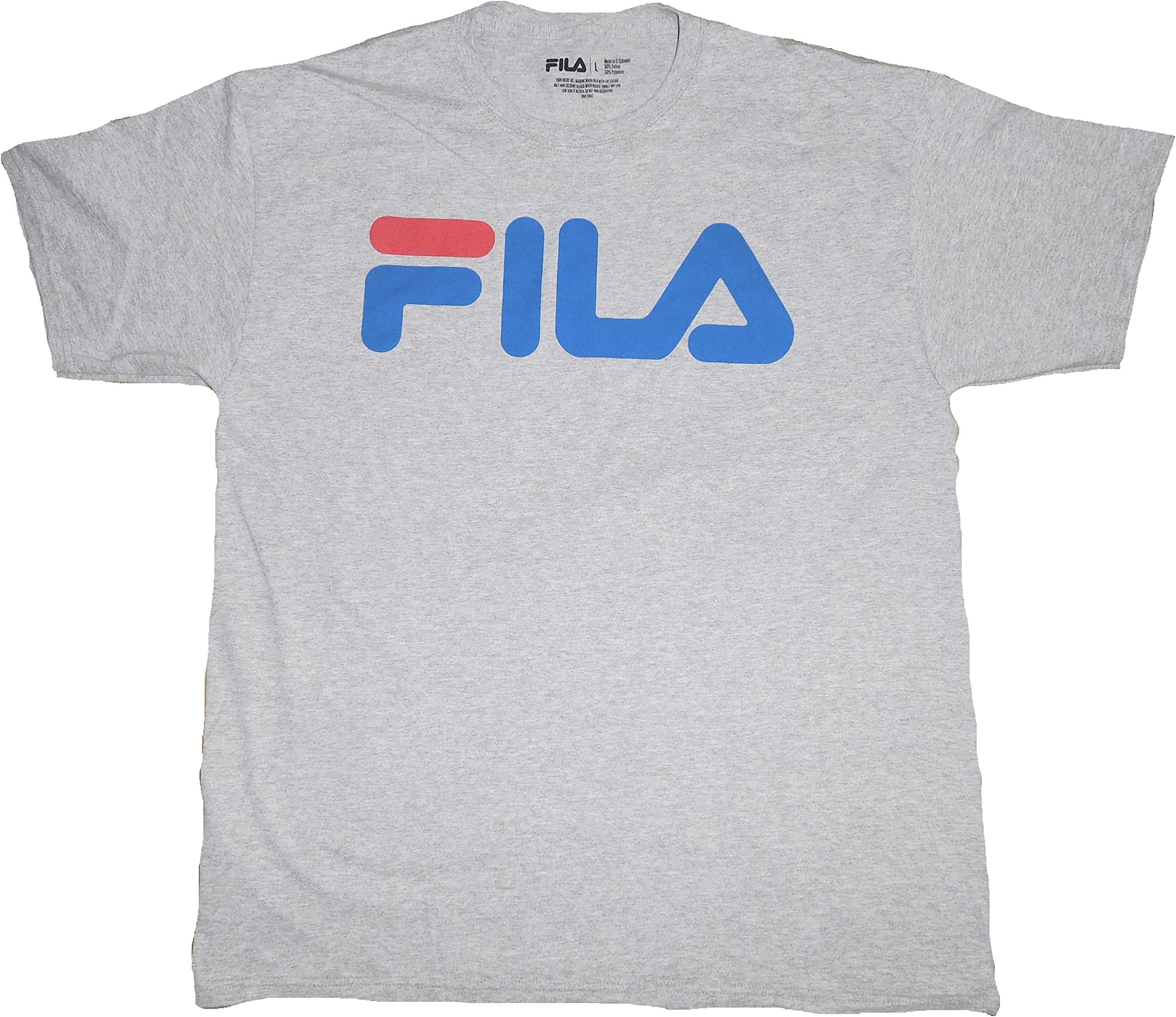 Men's Assorted FILA Logo Short Sleeve T-Shirts (S, White-Diagonal Logo)