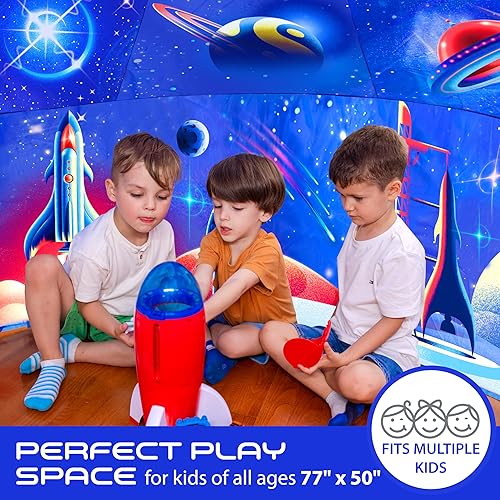 Miniatura 3 de W&O Galactic Aerodome con luces LED  Fuerte de tienda de campaña de aire  Tienda de campaña inflable para niños  Tienda de campaña para niños y