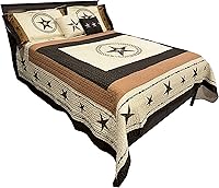 Vista 5 de Western Collection Edredón de lujo de 5 piezas con cojines para el hogar con estrellas y caballos occidentales (Queen, caballo marrón)