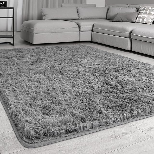 Signature Loom Fluffy Shaggy Area Rug  Soft Fuzzy Velvet Rugs for Bedroom Shaggy Carpet for Kids Room & Non-Slip Bottom  Soft Fluffy Throw Rug Indoor Carpet 160cm x 230cm, 5.5ft x 7.5ft