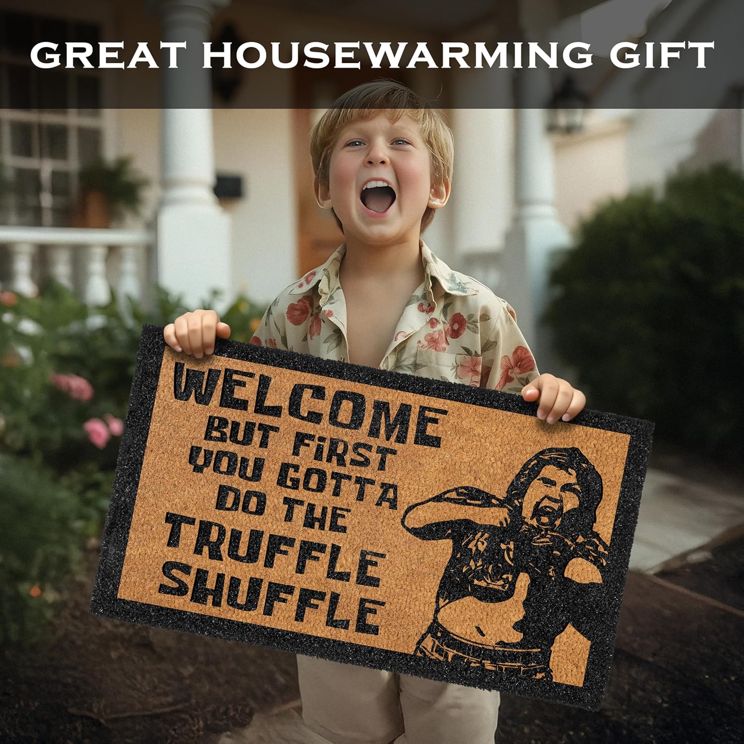MAINEVENT First You Gotta Do the Shuffle Door Mat Outdoor 30x17 Inch, Shuffle Doormat for Covered Outdoor, Shuffle Truffle Welcome Mat Funny, Funny Doormat, Sarcastic Door Mat