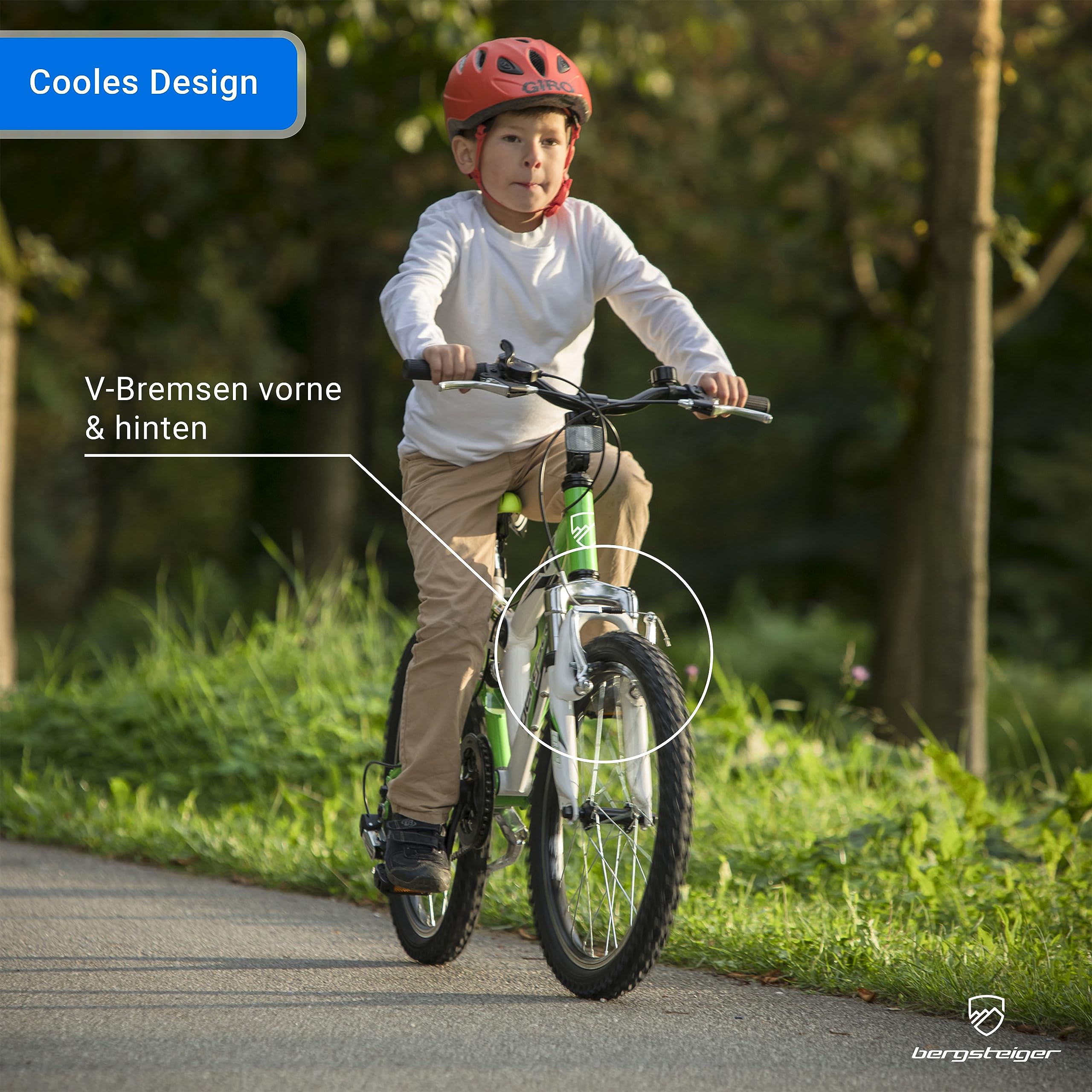 Bergsteiger Montreal 20/24 Zoll Kinderfahrrad Mountainbike mit Vollfederung | Ideal für den Schulweg ab 115 cm Körpergröße. Mit 18-Gang-Schaltung, Scheibenbremse und zu 90 Prozent fertig vormontiert.