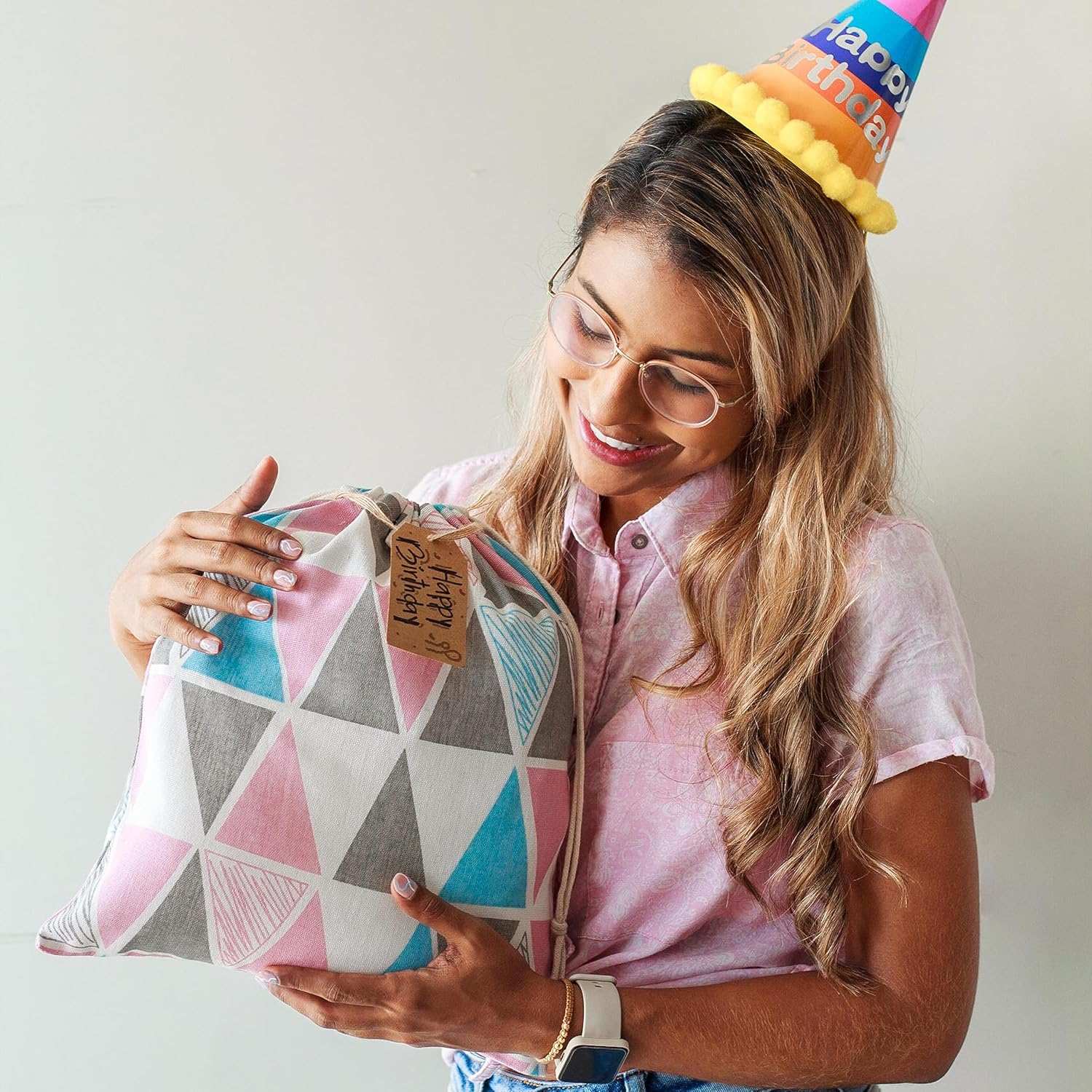 12 PCS Reusable gift bags with drawstring + 15 gift tags | Fabric gift bags in 3 Sizes | Gift wrapping alternative, storage bags, travel & party favor bags. 7th Ed.