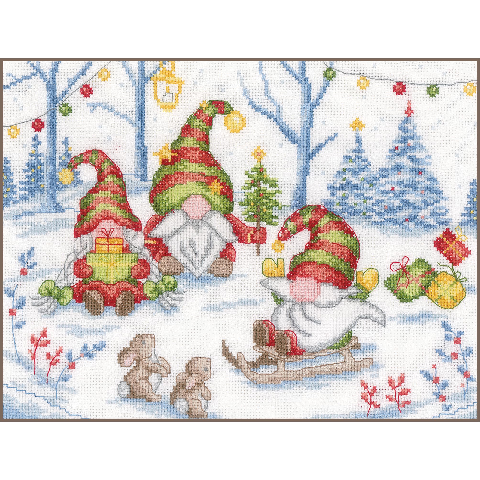 Vervaco Kit au Point compté Fête avec des Gnomes de Noël