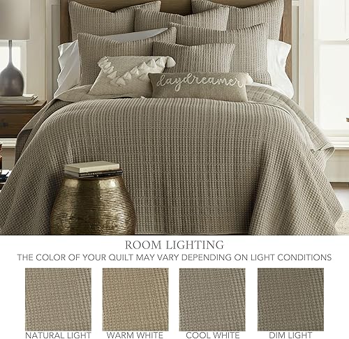 Miniatura 4 de Levtex Home - Mills Waffle - Juego de colcha Queen - Waffle de algodón gris pardo - Tamaño de la colcha (106 x 106 pulgadas), tamaño de la funda (26