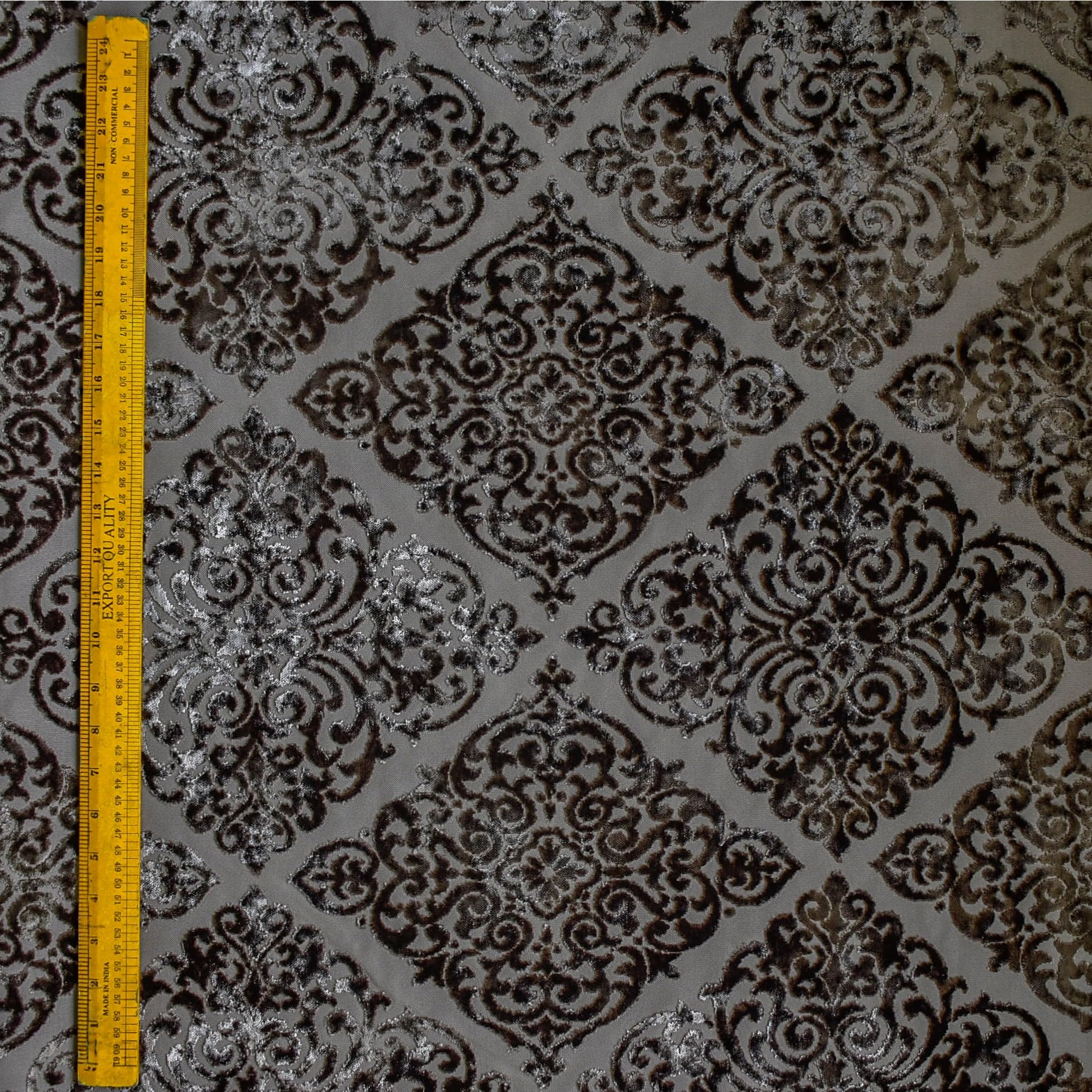 Tienda de tejidos directa Gris carbón Tejido de terciopelo jacquard Tela Por metro, 7 metros continuos 137 centímetros ancho Damasco Gris Al por mayor Terciopelo Tapicería Tela para Cortinas