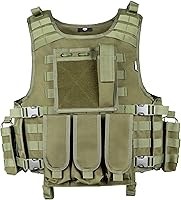 Vista 9 de MGFLASHFORCE Chaleco táctico Airsoft ajustable y modular para Paintball