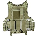 MGFLASHFORCE Tactical Airsoft Vest Adjustable Modular Paintball Vest (Green)