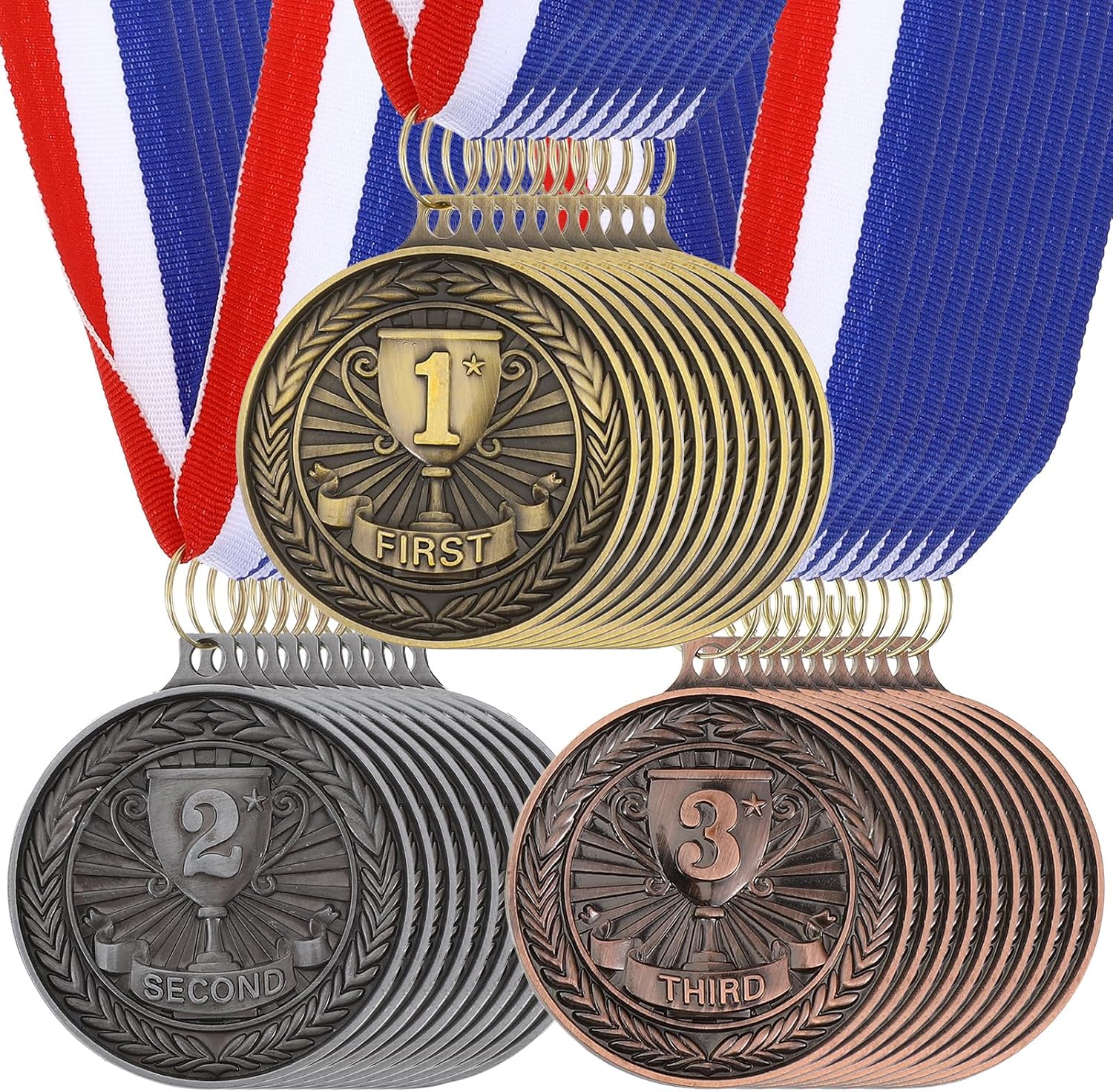 30 Pcs Medals for Awards Gold Silver Bronze Medals 1st 2nd 3rd Place Medal -Zinc Alloy Winner Trophies Medal for Awards for Sports Competitions & Events Party Homework Soccer Track 2In