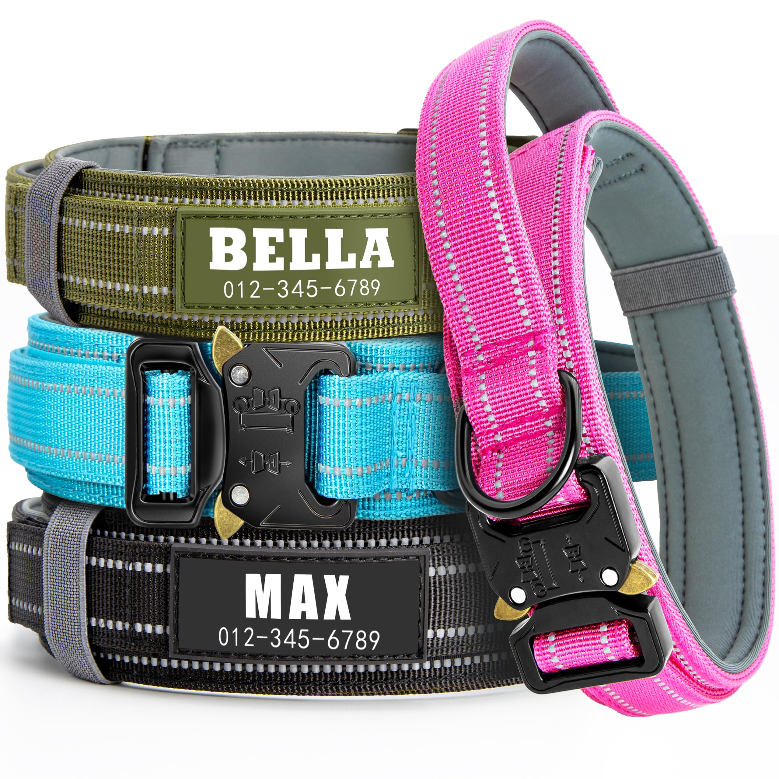 dazner Personalized Tactical Dog Collar with Control Handle