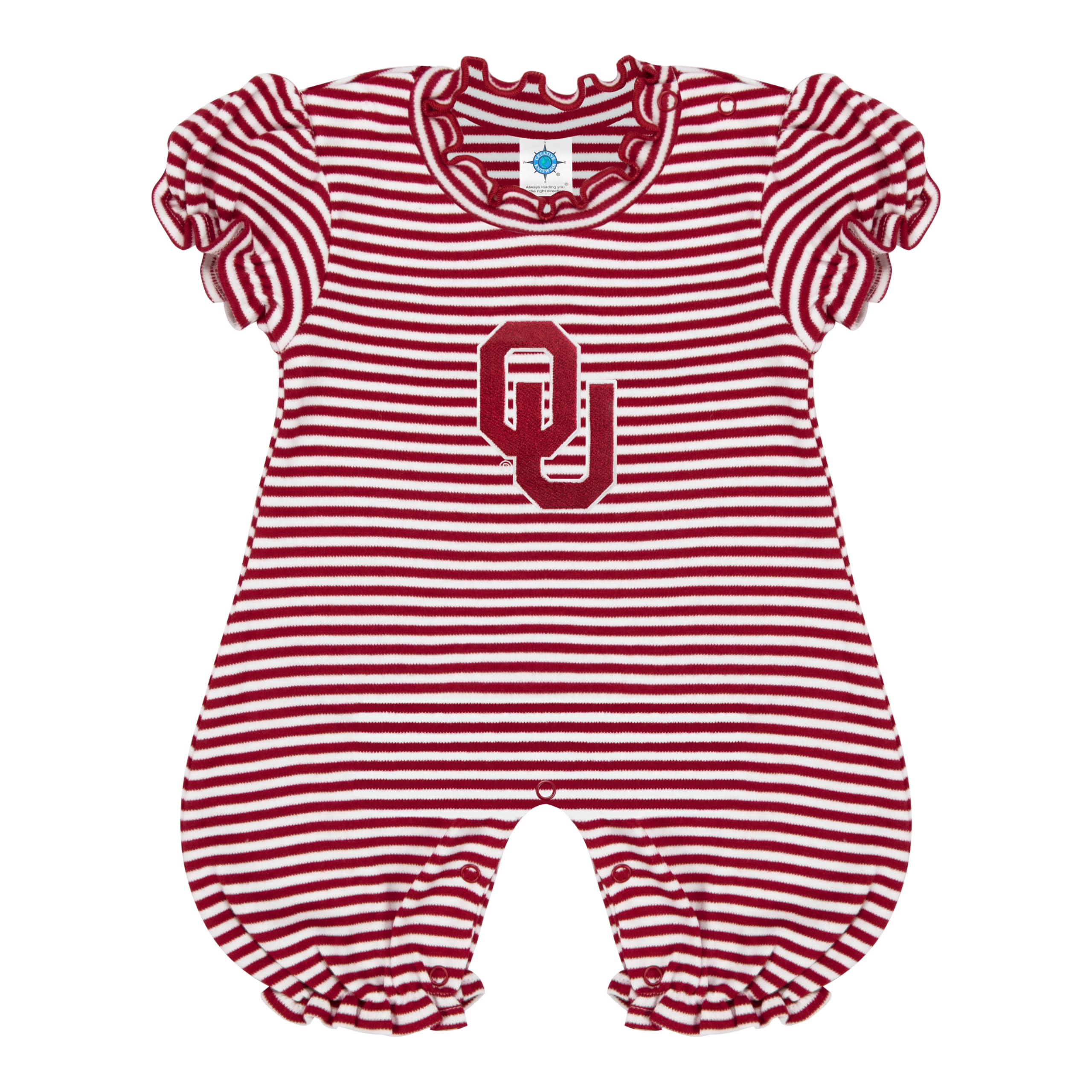 College Baby NCAA Striped Puff Sleeve Romper – for Girls (Newborn-12 Mos)