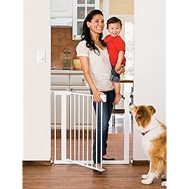 Munchkin Easy Close Pressure Mounted Baby Gate for Stairs, Hallways and Doors, Walk Through with Door, Metal, White, 35x29.5 Inch (Pack of 1)