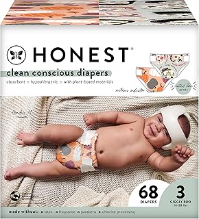 The Honest Company Clean Conscious Diapers | Plant-Based, Sustainable | Fall '23 Limited Edition Prints | Club Box, Size 3...