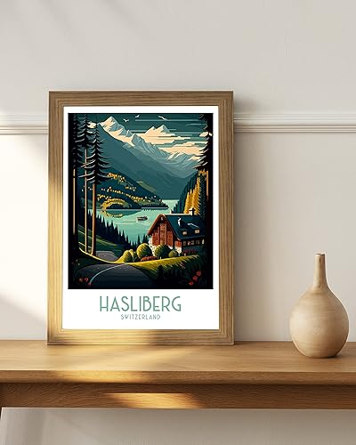 Miniatura 5 de Hasliberg - Póster de pared de Suiza, arte de pared de Hasliberg, ilustración de Suiza, póster de viaje, decoración del hogar, 96 póster de viaje