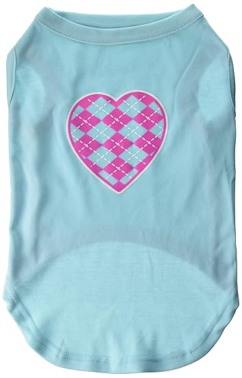 Mirage Pet Products Argyle Heart Pink Screen Print Shirt Aqua XL (16)