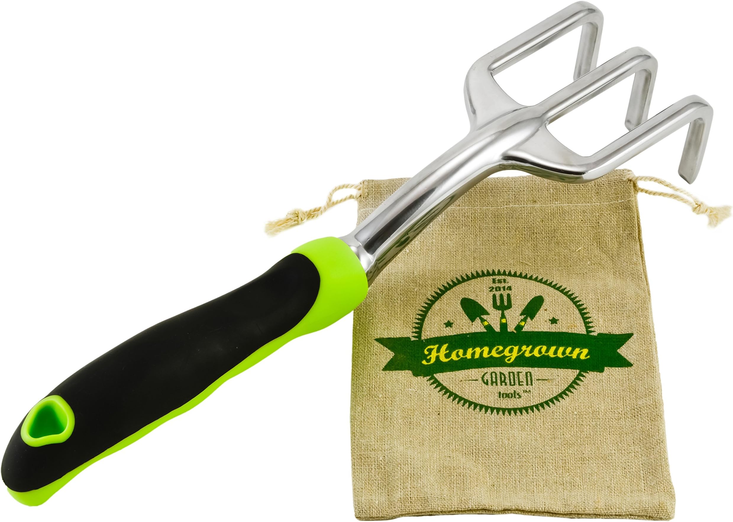 Garden Cultivator & Soil Tiller with Ergonomic Handle; Hand Rake and Garden Claw Best for Weed Removal; Includes Burlap Sack - Great Gift for Gardener