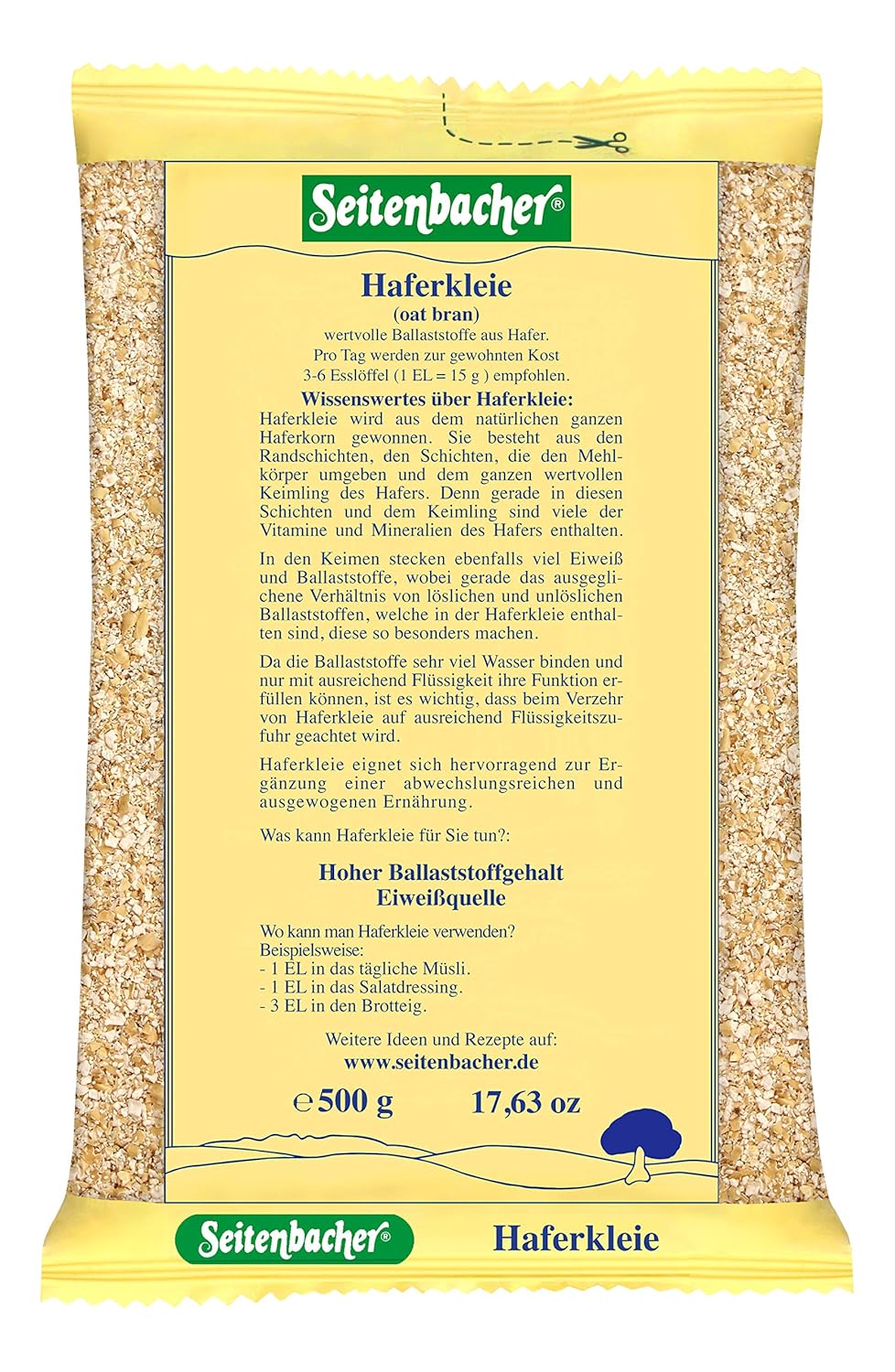 Seitenbacher Haferkleie I hoher Protein Gehalt I hoher Ballaststoff