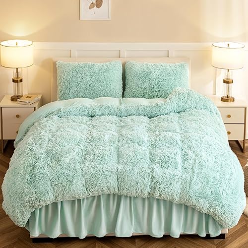 Dreamcountry Funda de edredón de felpa certificada por Oeko-TEX, juego de ropa de cama de lujo ultrasuave de terciopelo cristalino, 3 piezas (1