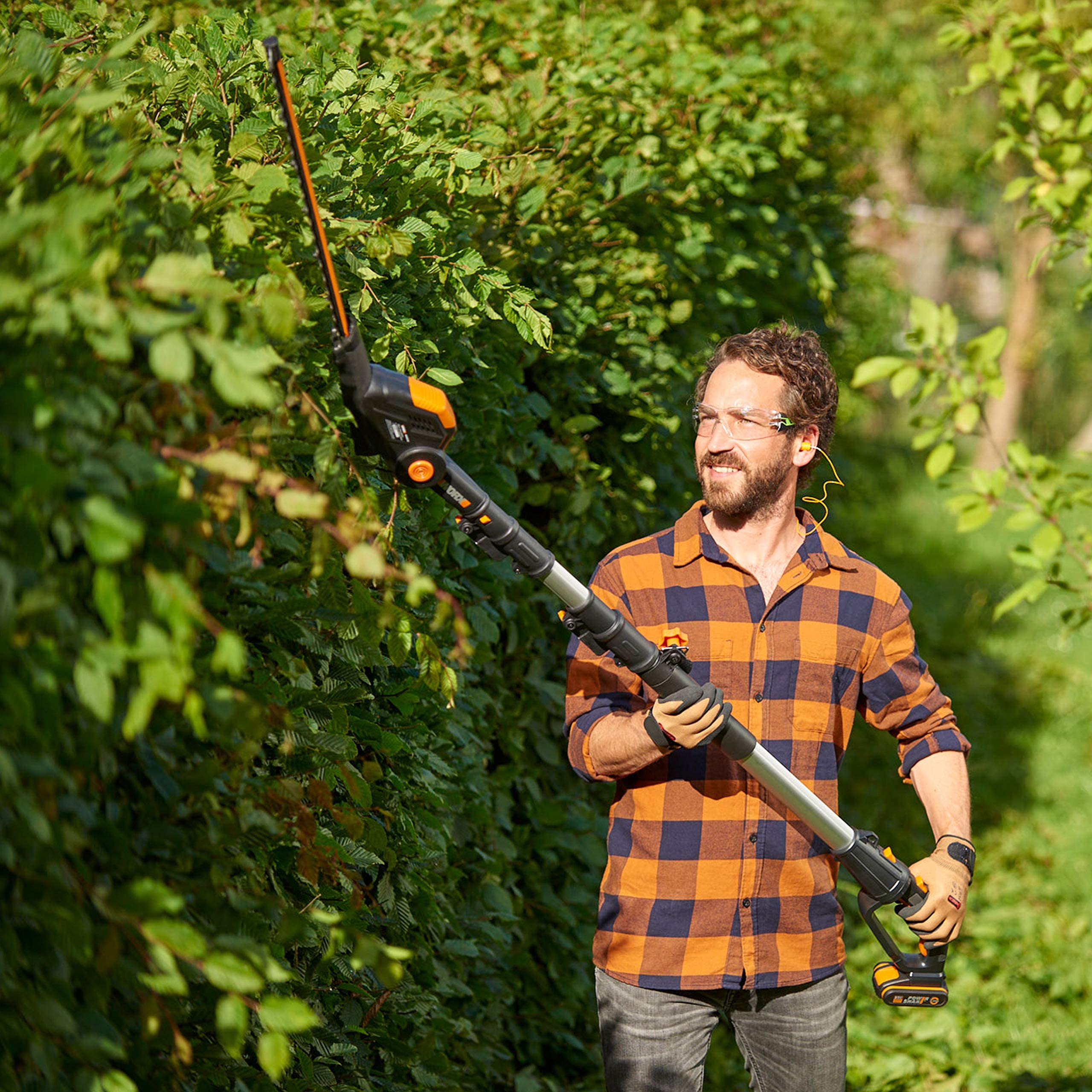 WORX WG252E.9 Cortasetos Telescópico 20V Sin Batería, Pértiga Extensible hasta 3,6m, Peine de Corte 45cm para Setos Altos, Ángulo Ajustable
