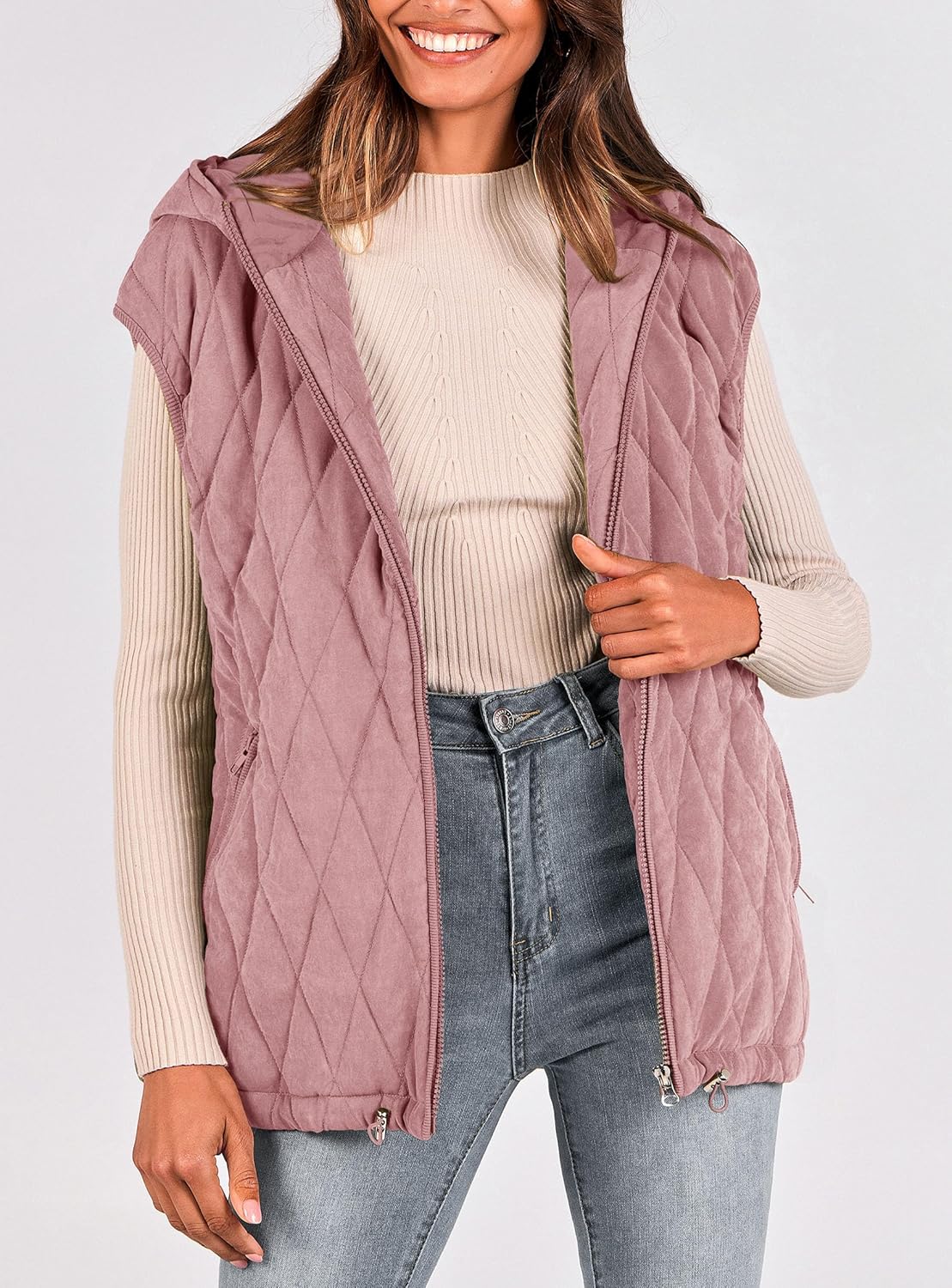 PRETTYGARDEN Women's 2026 Fall Spring Vest Casual Sleeveless Hooded Zip Up Jacket Trendy Winter Coat Outerwear - Image 6