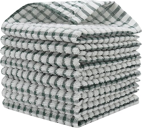Miniatura 9 de HFGBLG Juego de 8 paños de cocina de algodón para lavar la cocina, paños de cocina, paños de limpieza ligeros y suaves, 12 x 12 pulgadas (cuadros