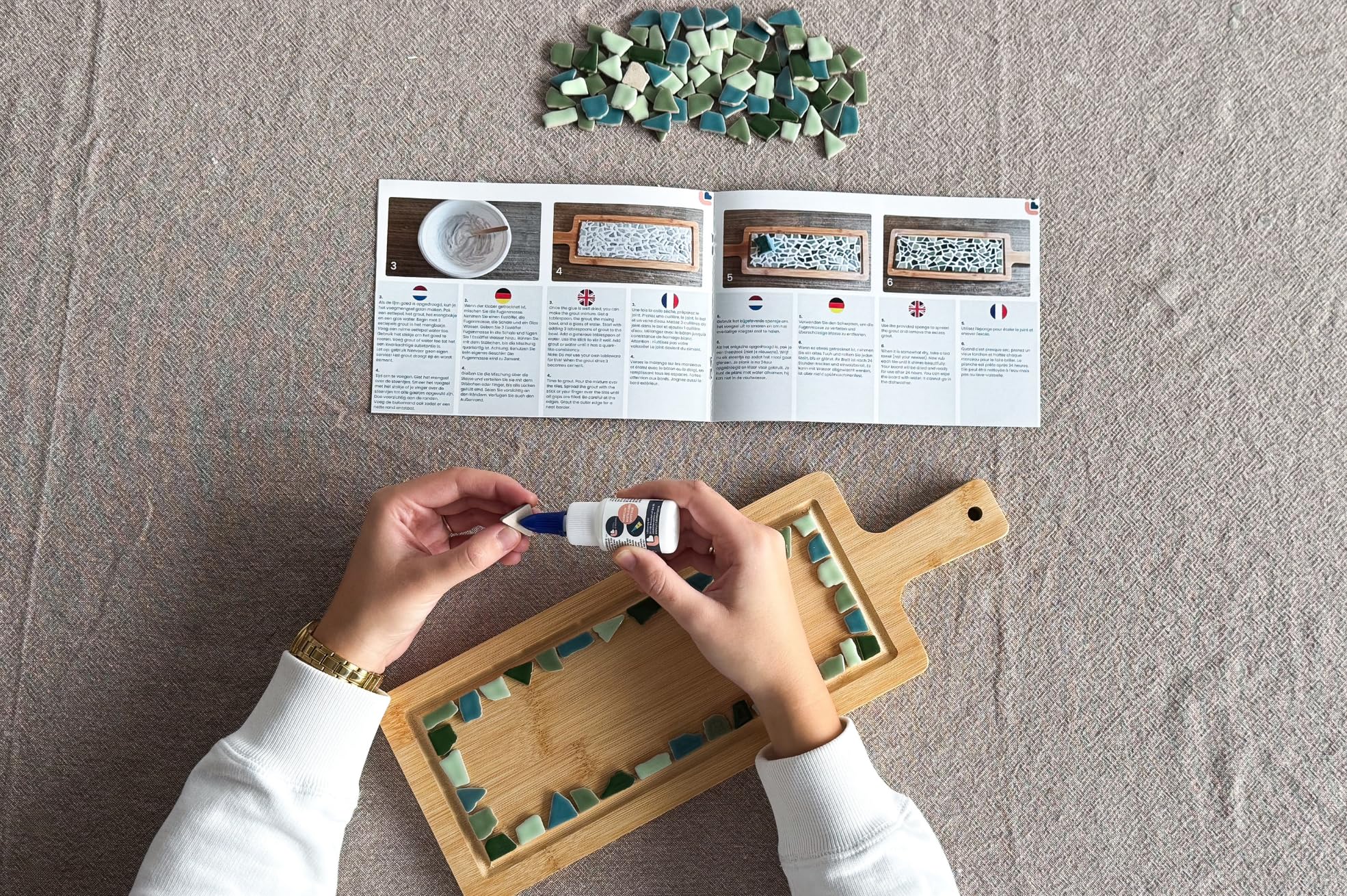 Little Creations Plateau de service mosaïque bleu | Kit de bricolage pour adultes | Kit de bricolage pour adultes | 40 cm