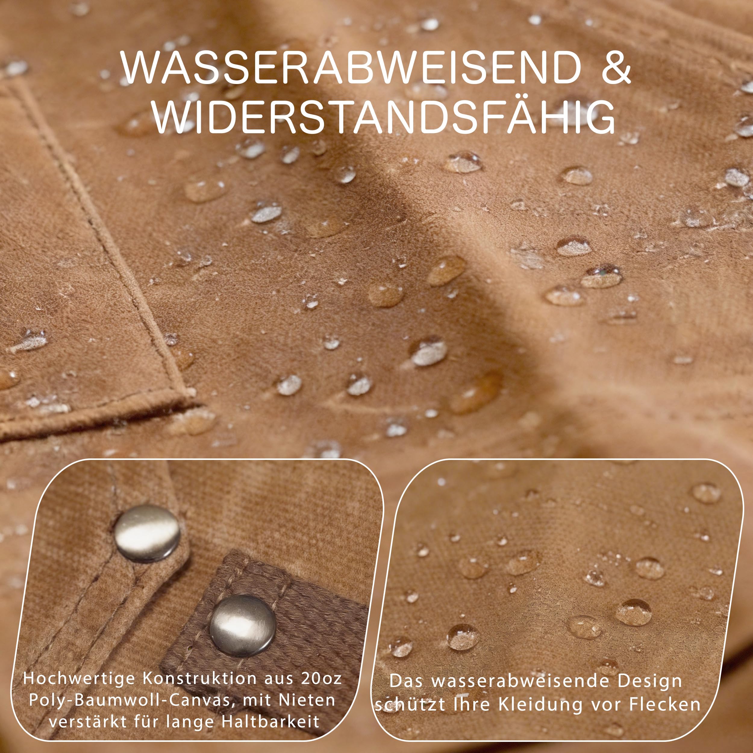Premium Arbeitsschürze Herren aus 20oz Gewachstem Canvas – Robust & Wasserabweisend – Werkzeugschürze für Holzbearbeitung & Werkstatt mit 9 Taschen, Magnet & Schnittschutzhandschuhe