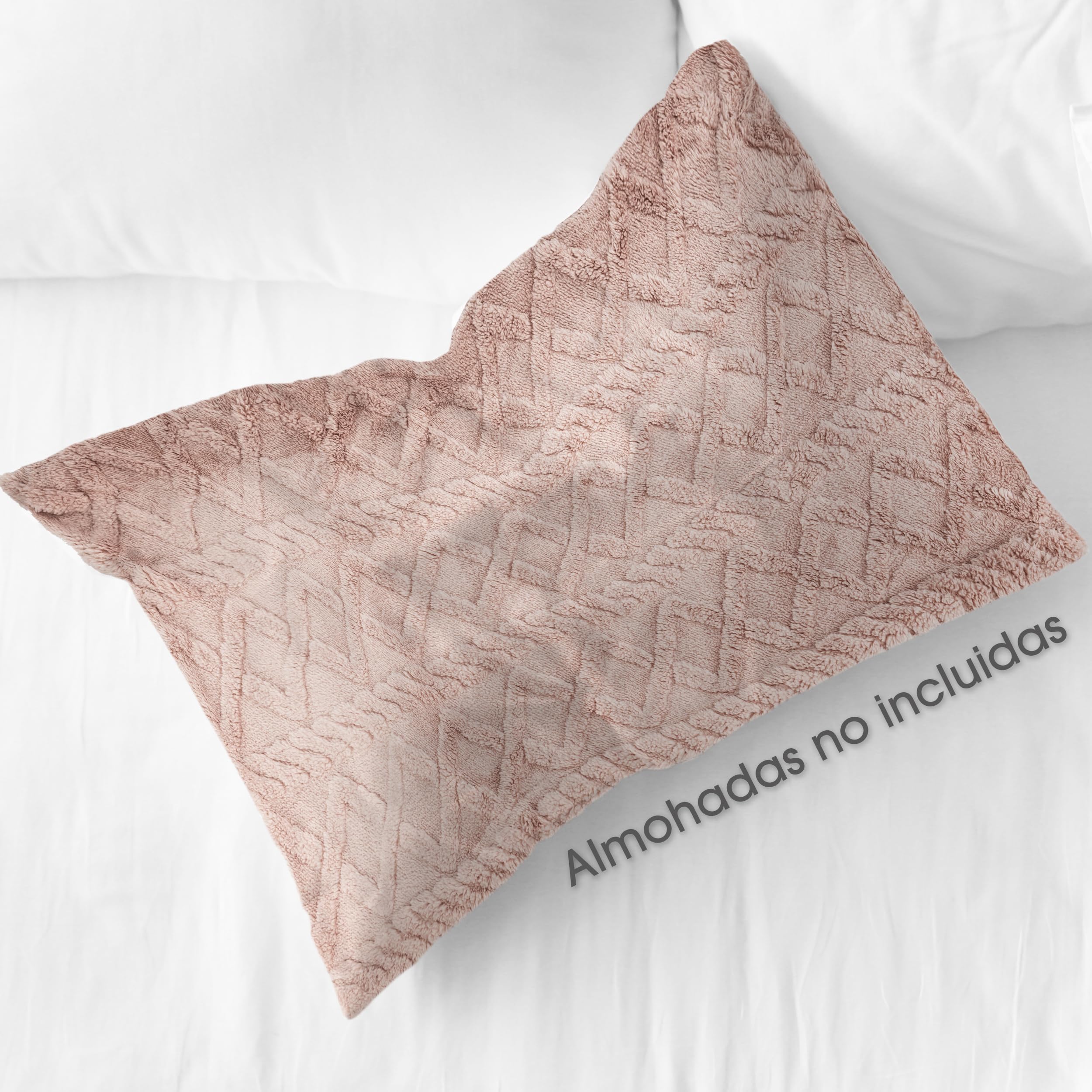 BESCH Edredón Invierno Borreguillo Nórdico 240x260cm para Cama 135/150 con 2 Funda Almohada - Edredón Borrego Sherpa Extra Suave, Cálido, Gruesa - Geométrica Rosa